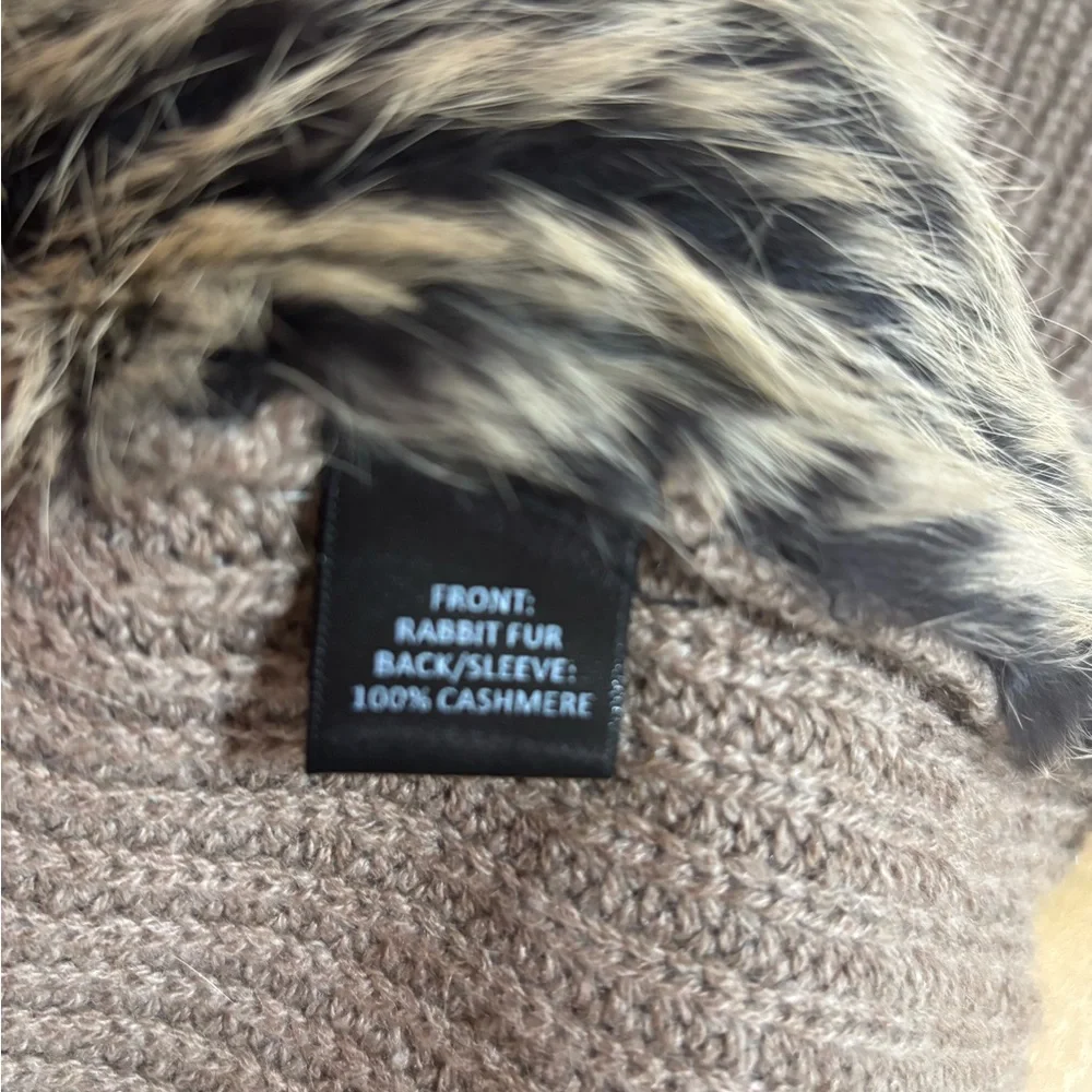 Quinn light brown rabbit fur and cashmere cardigan size SMALL